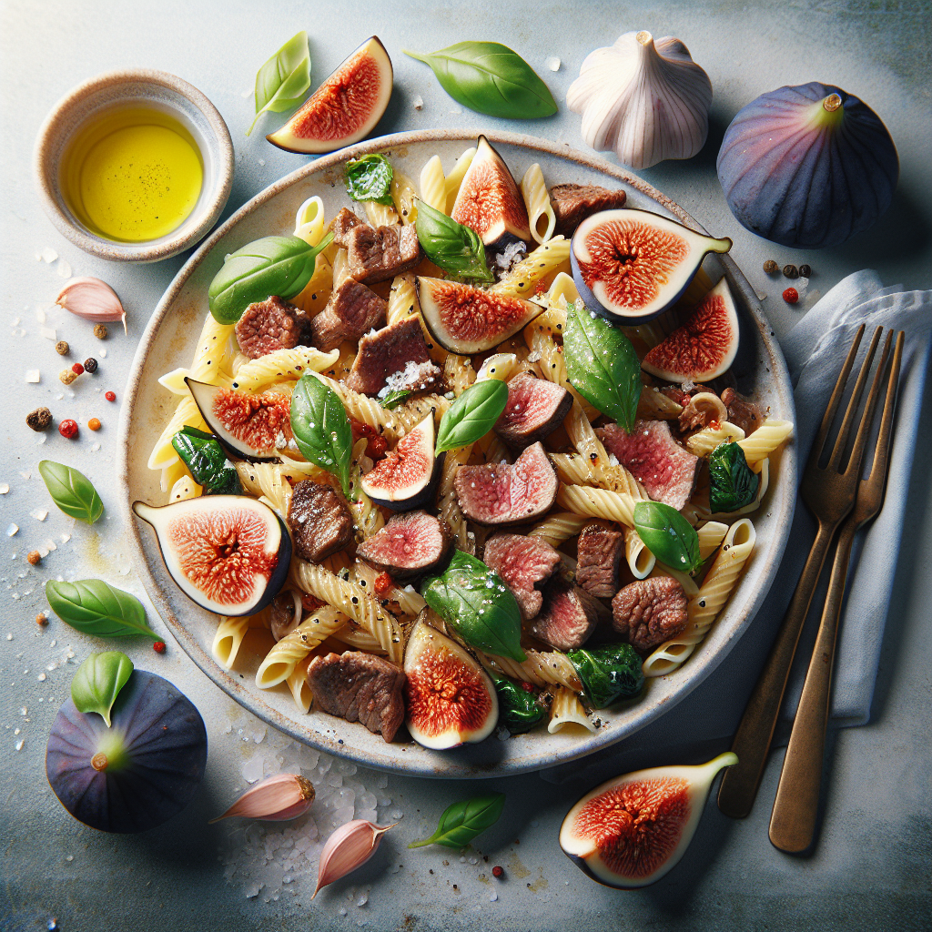 Pasta with Sautéed Meat and Figs